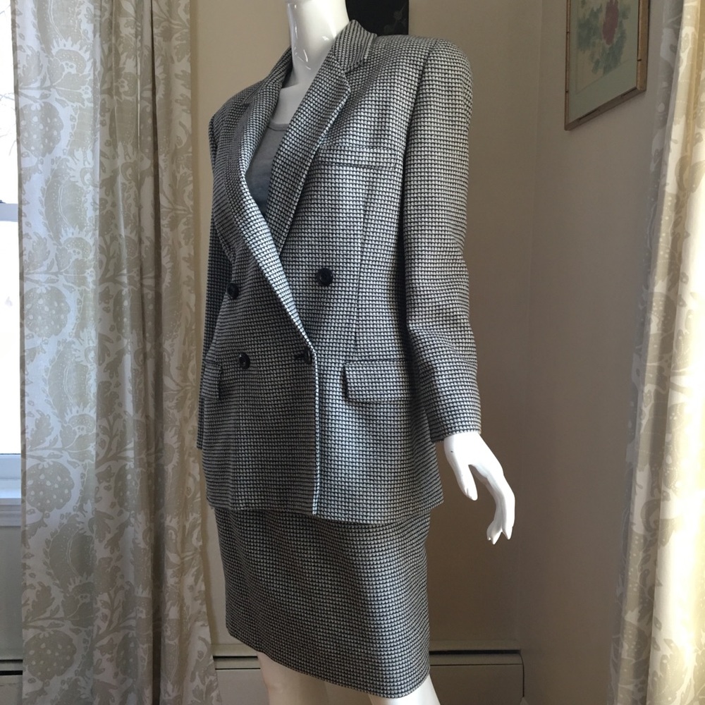 Vintage Ellen Tracy wool houndstooth skirt set
